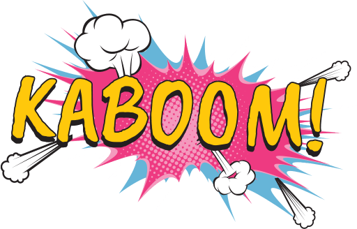 Kaboom logo in pinks and yellow